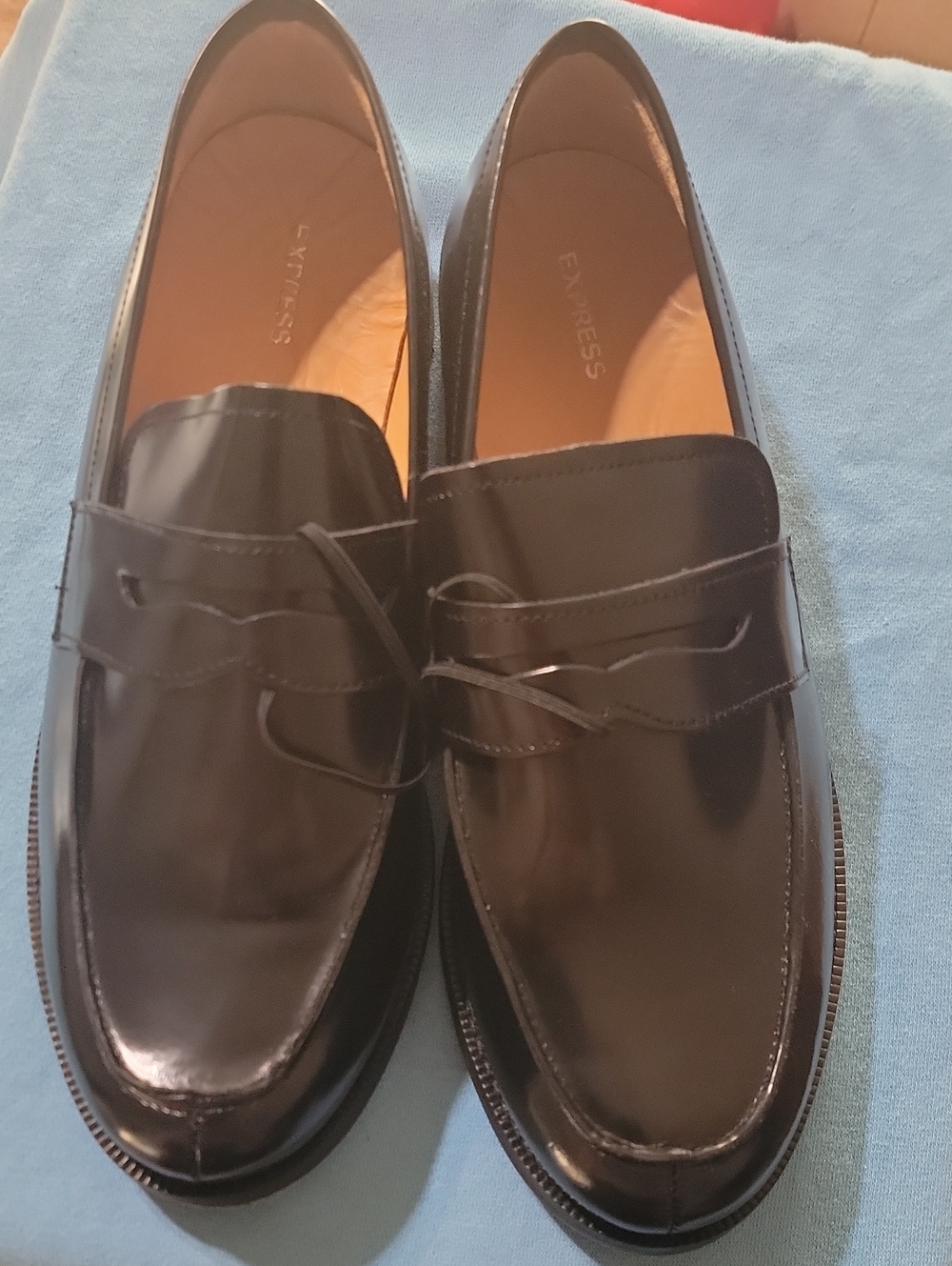 Express Men’s Black Patent Leather Penny Loafers